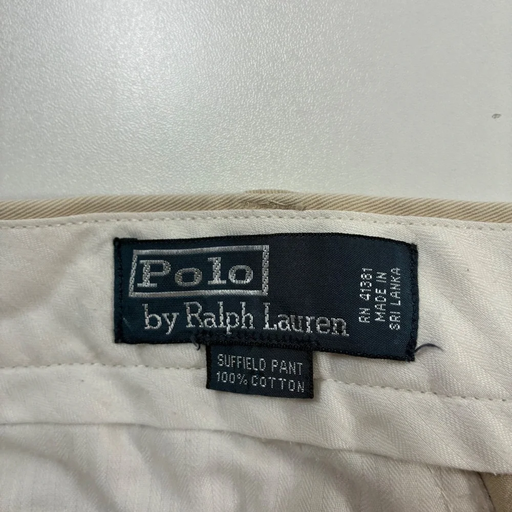 Vintage Polo Ralph Lauren Suffield Pant 42x32 Khaki Cotton Cuffed Chino 90s